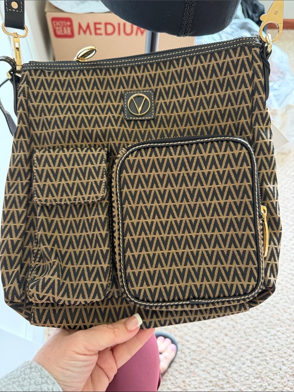 Valentino Black & Brown Monogram Crossbody Bag